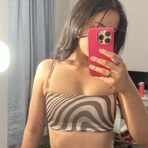 Missguided Brown and Cream Striped Crop Top